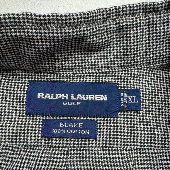 VTG Ralph Lauren Golf Blake Shirt Mens XL Gray Houndstooth Preppy Y2K FITS BIG - Picture 9 of 12